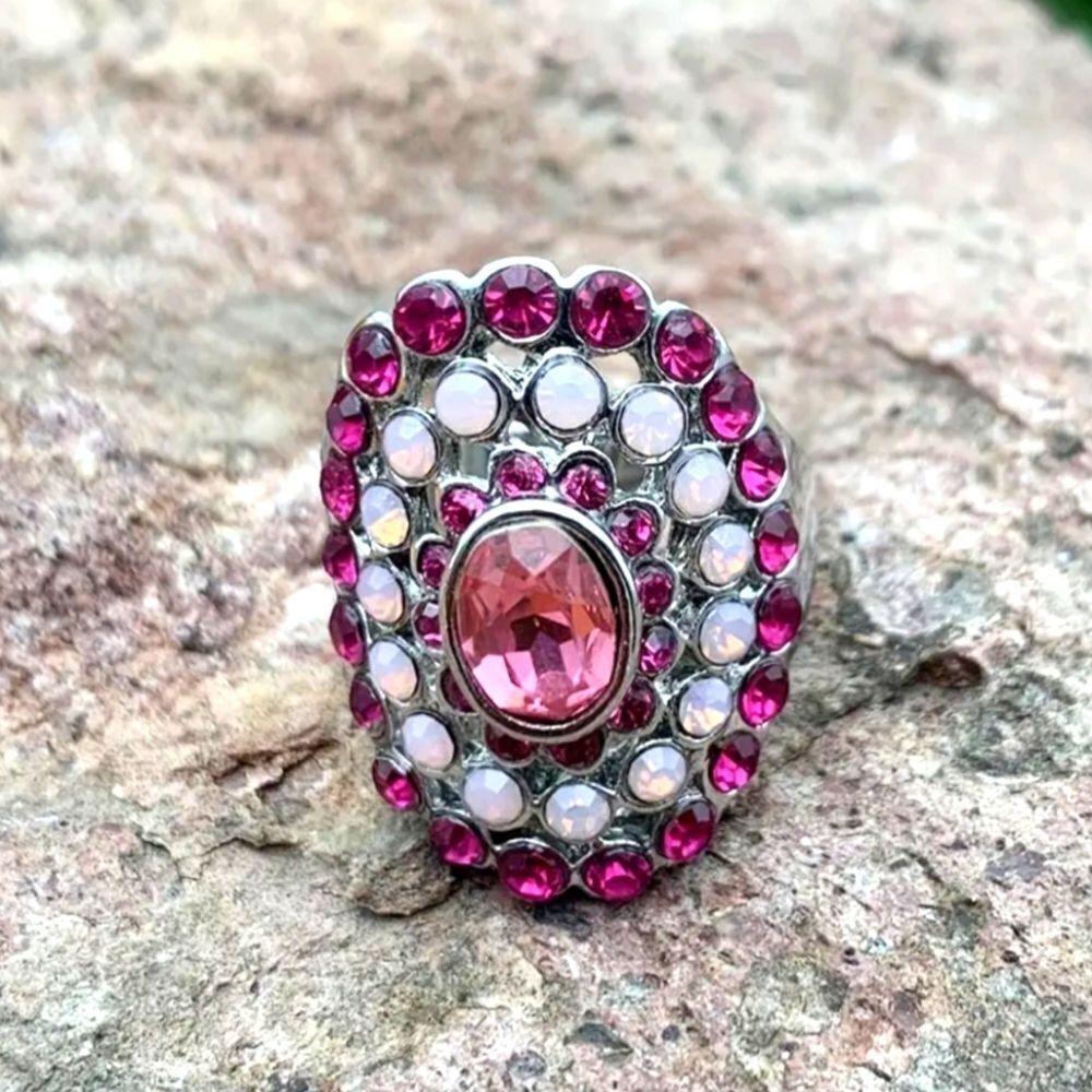 925 Vintage handcrafted alloy Retro Gemstone jeweled ring sz 7